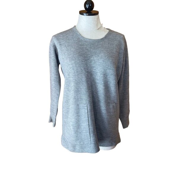 J. Crew 100% Merino Wool Pocket Tunic Sweater Gray False Pockets Size XS - Picture 1 of 8